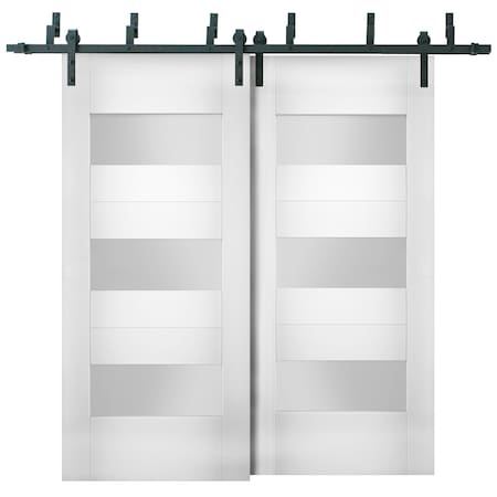 Vdomdoors Double Barn Interior Door, White SETE6003BBB-WS-7296